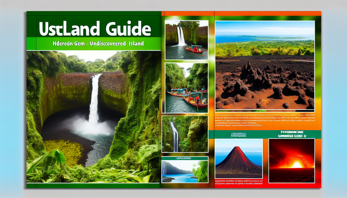 alt_text: "Vibrant cover for 'Jeju Island Guide' showcasing nature, culture, and adventure. Visit www.i2escape.com."