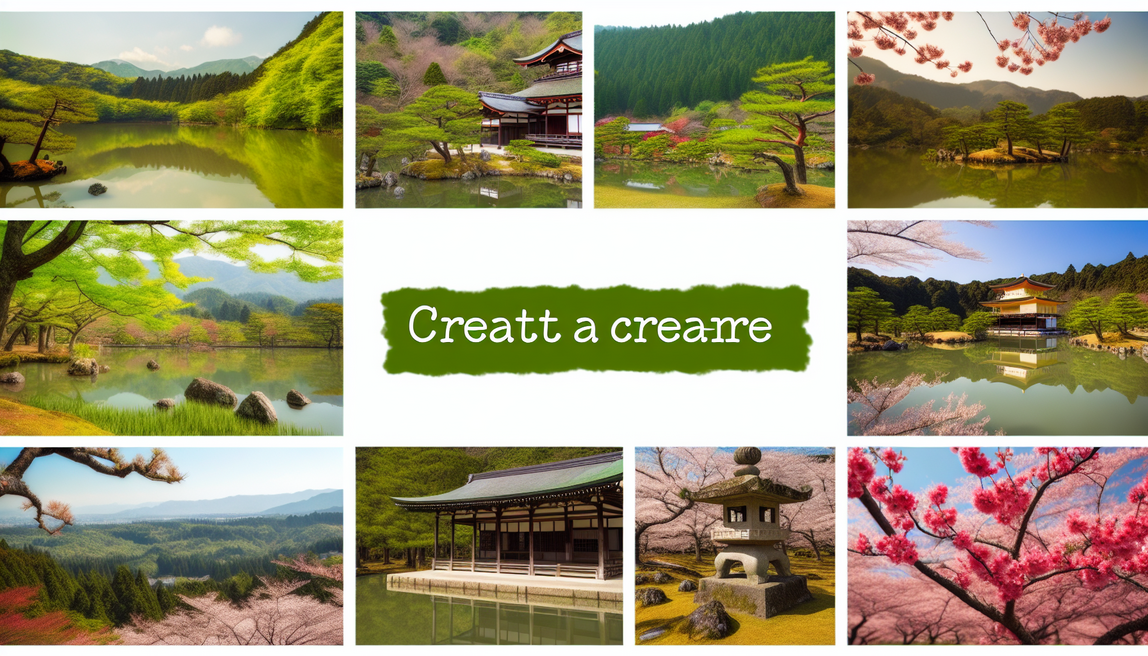 alt_text: A serene collage of Japan's hidden gems, showcasing lush landscapes, temples, and cherry blossoms.