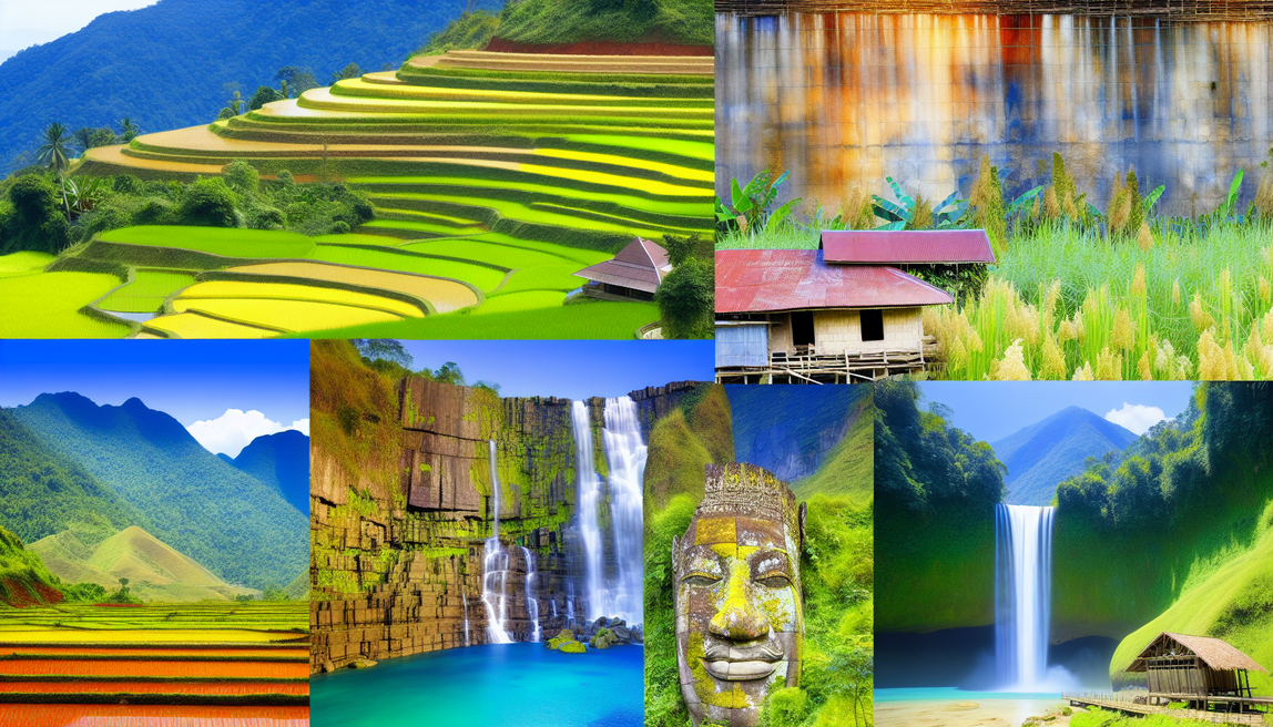 alt_text: A vibrant collage showcasing Southeast Asia’s hidden gems with rice terraces, waterfalls, and more.