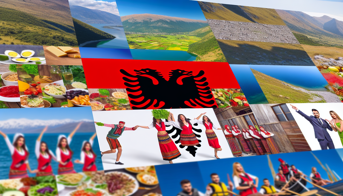 **alt_text**: A vibrant collage showcasing Albania's landscapes, culture, and adventures for 2023.