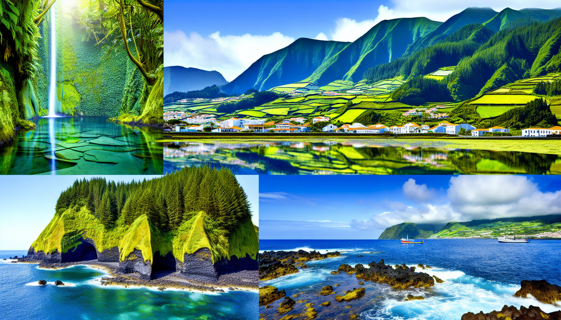 alt_text: Lush Azores landscape with mountains, lakes, and coastal views, showcasing vibrant flora and culture.