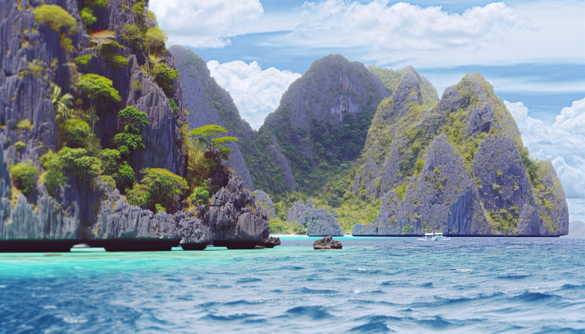 alt_text: Lush Palawan landscape with turquoise waters, beaches, and cliffs, capturing 2023's top travel destination.