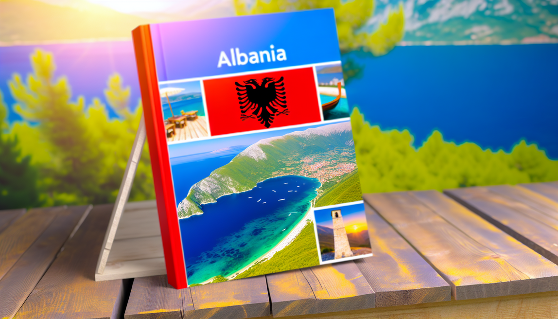 alt_text: A vibrant travel book cover showcasing Albania’s beaches, mountains, and historic towns, inviting exploration.