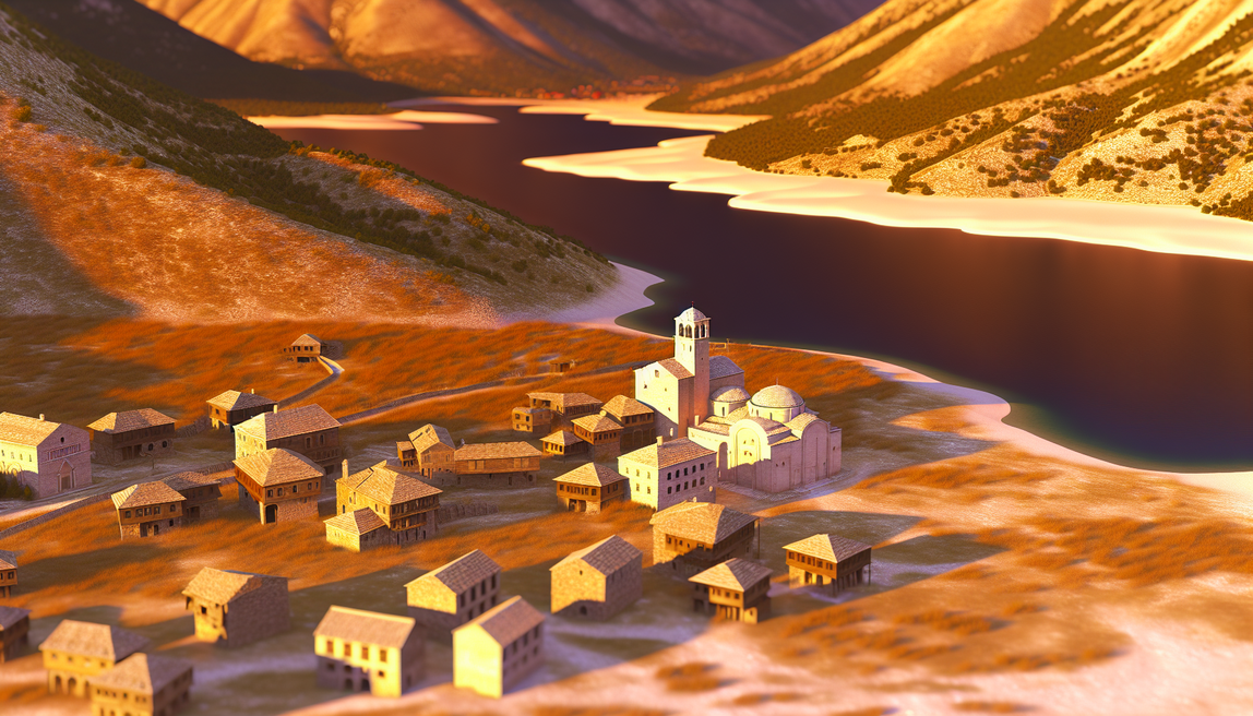 **alt_text**: Stunning landscape of Albania, featuring Alps, beaches, villages, and cultural heritage in warm hues.