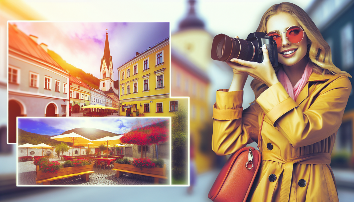 **alt_text**: A stylish traveler captures vibrant Eastern European gems surrounded by charming landmarks and cafes.