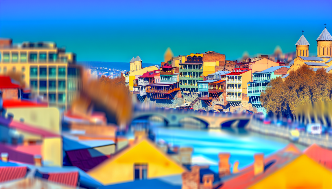 alt_text: Captivating Tbilisi scene featuring vibrant architecture, bustling streets, and scenic river views.