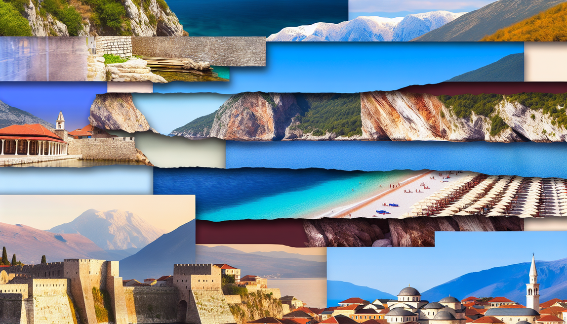alt_text: A captivating montage showcasing Albania’s stunning beaches, mountains, and historic towns, inviting travelers.