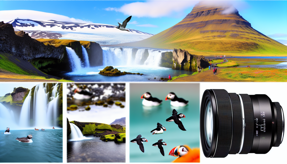 **alt_text:** A vibrant Icelandic landscape showcasing hidden gems: waterfalls, hot springs, mountains, and puffins.