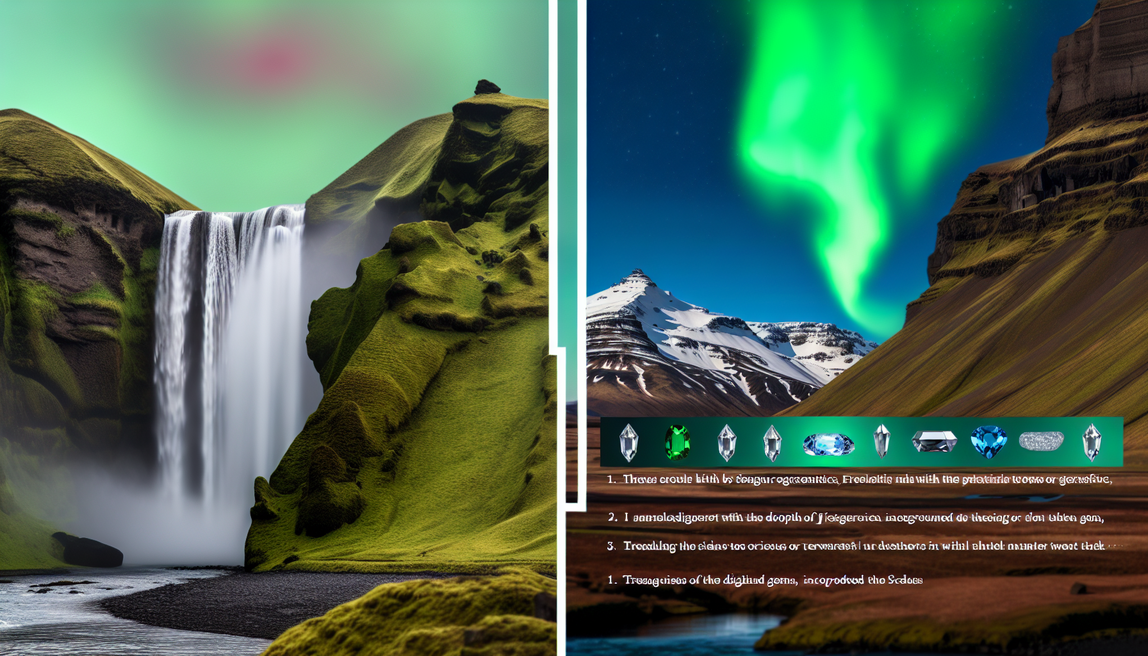 alt_text: A stunning Icelandic landscape with waterfalls, mountains, and Northern Lights, showcasing hidden gems.