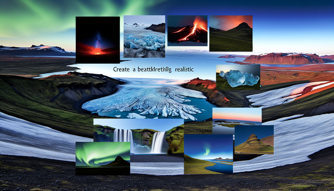 alt_text: A breathtaking blend of glaciers, volcanoes, valleys, waterfalls, and Northern Lights in Iceland.